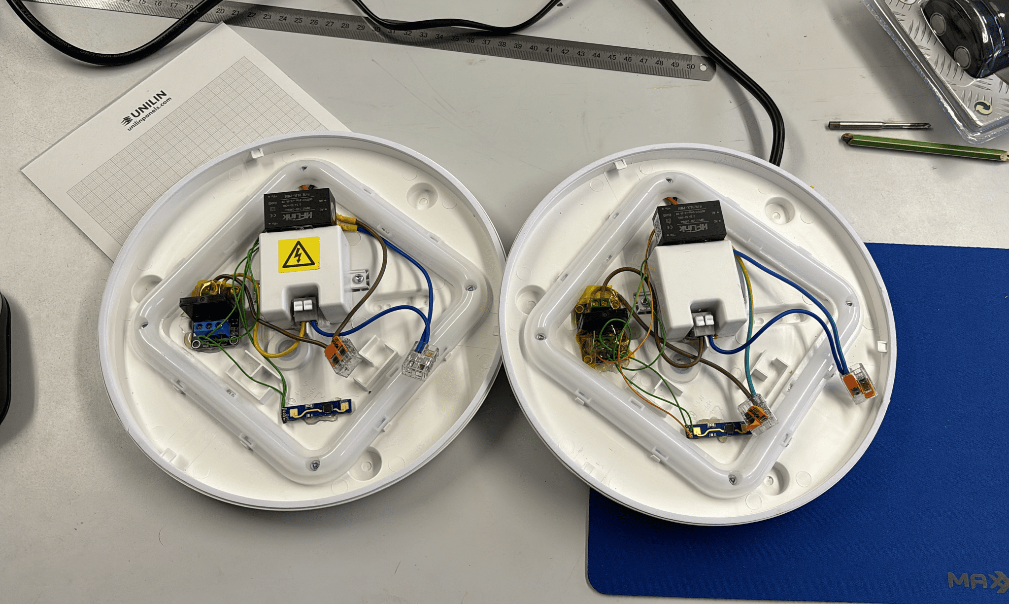 Two modified IKEA lamps without lid.